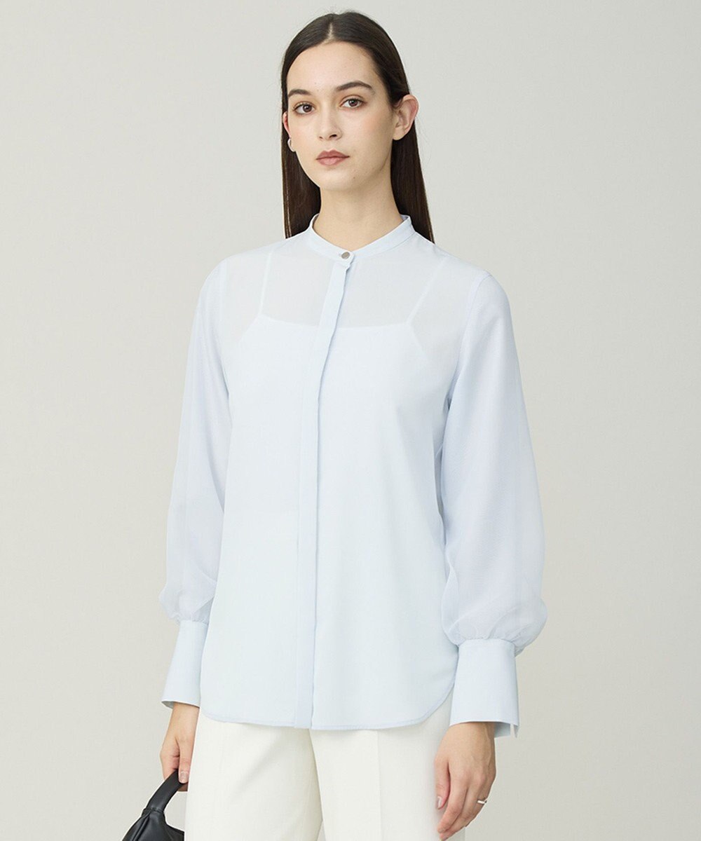 ICB L 【先行予約】 オーガンコンビシャーティング シアーレイヤードスリーブブラウス 