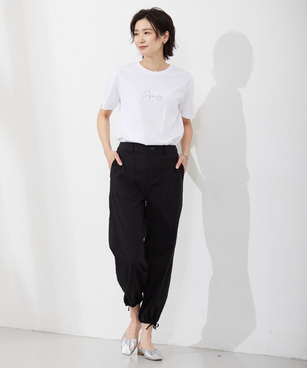 J.PRESS LADIES L 【洗える】セルロースリネンストレッチ ベイカー パンツ 