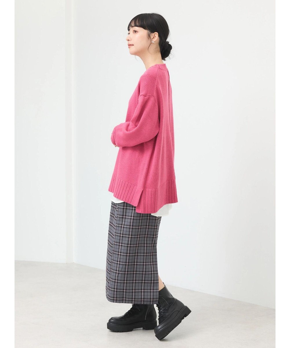 earth music&ecology ウォッシャブル脇スリットクルーネックプルオーバー 