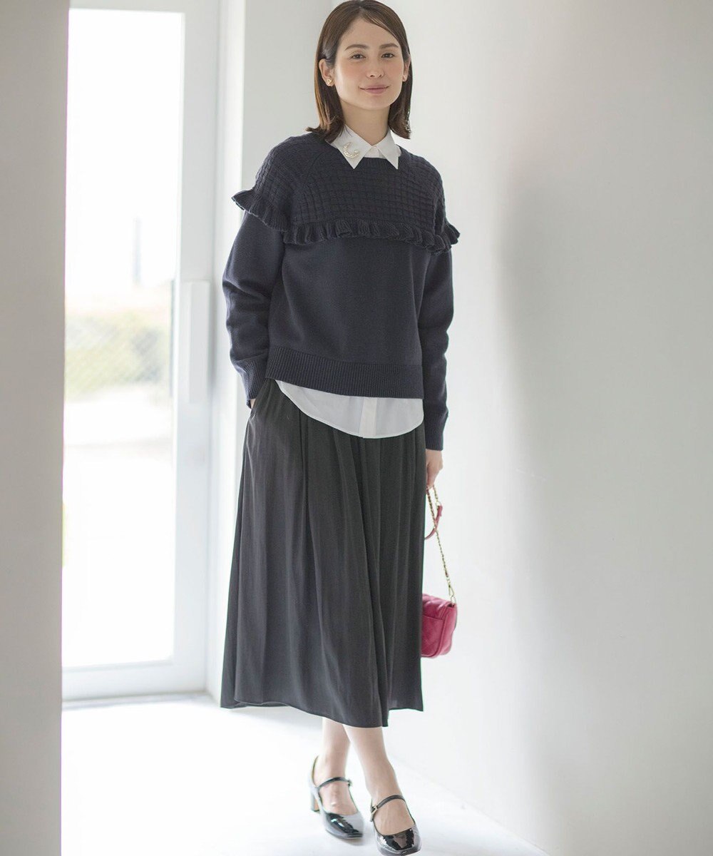 組曲 L 【WEB限定カラーあり】ギャザーライトデシン パンツ 