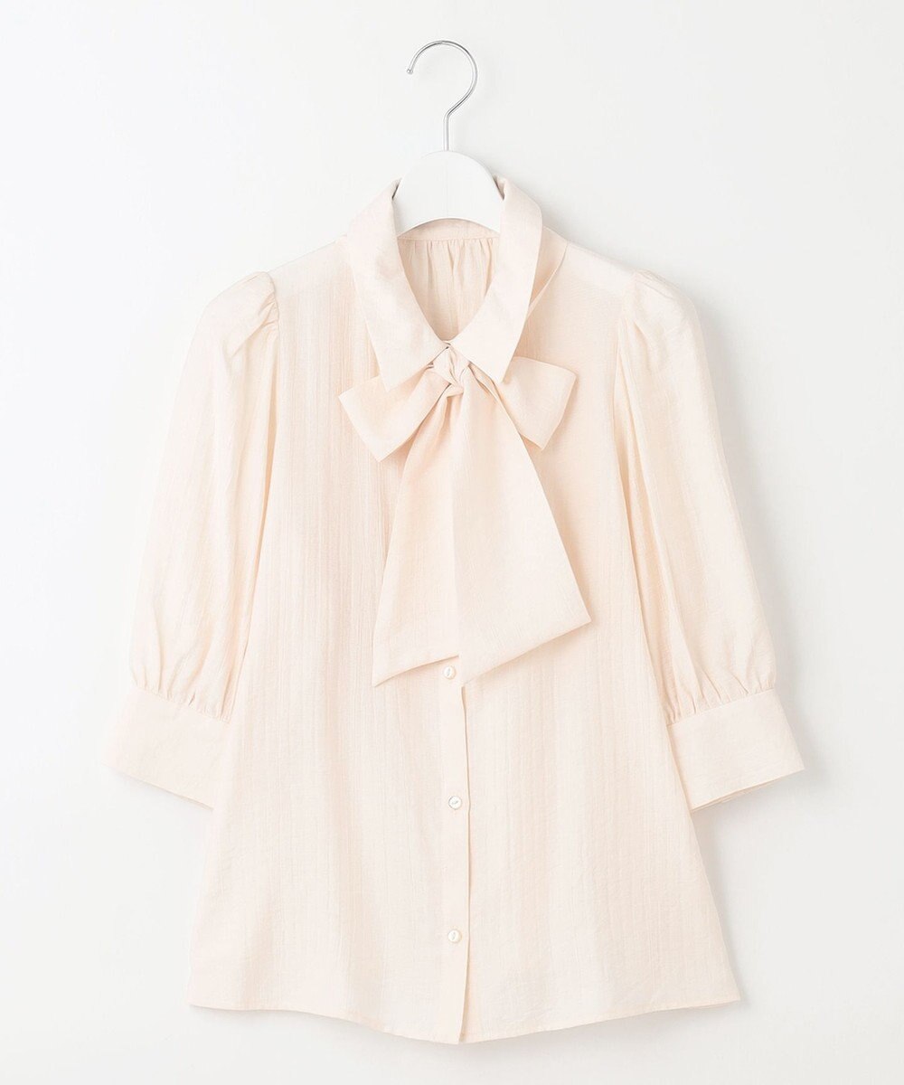 Feroux 【洗える】リボンタイパフスリーブ ブラウス 