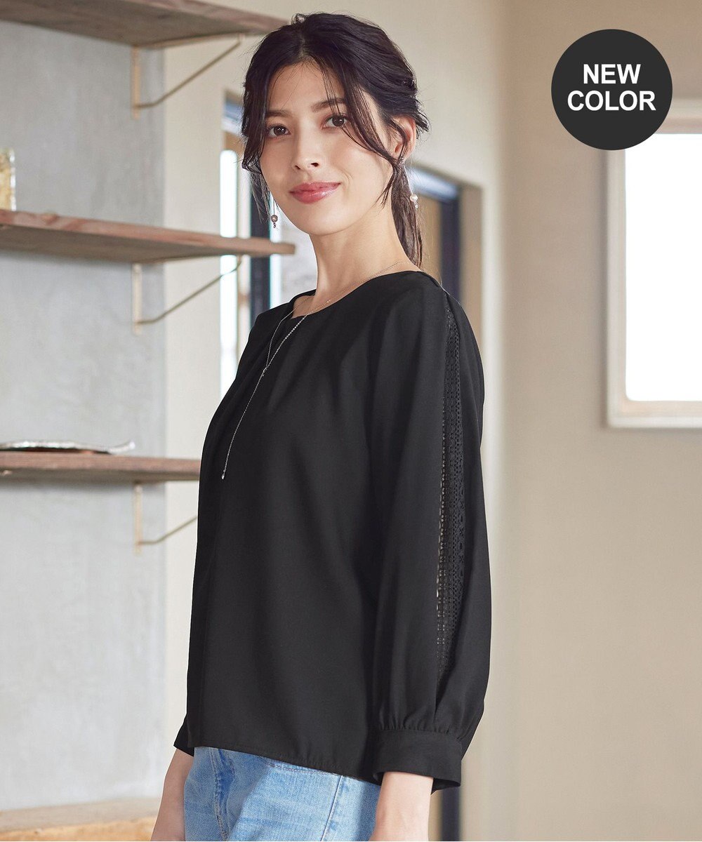 Tiaclasse 【新色追加・洗える】レースパフ袖ブラウス 