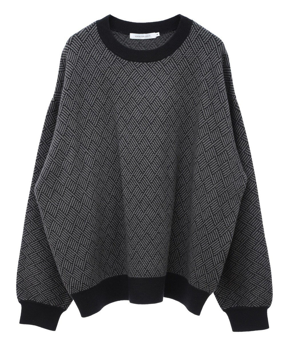 AMERICAN HOLIC バイパチ幾何学柄ニットプルオーバー 