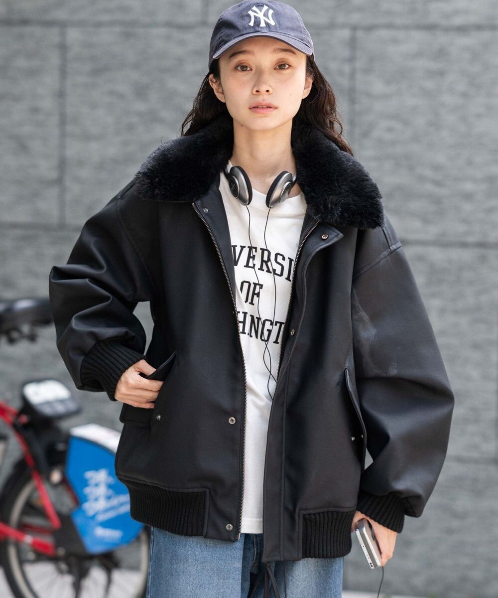 WEGO 【ユニセックス着用ITEM/MLサイズ展開】PU2WAYフライトブルゾン 