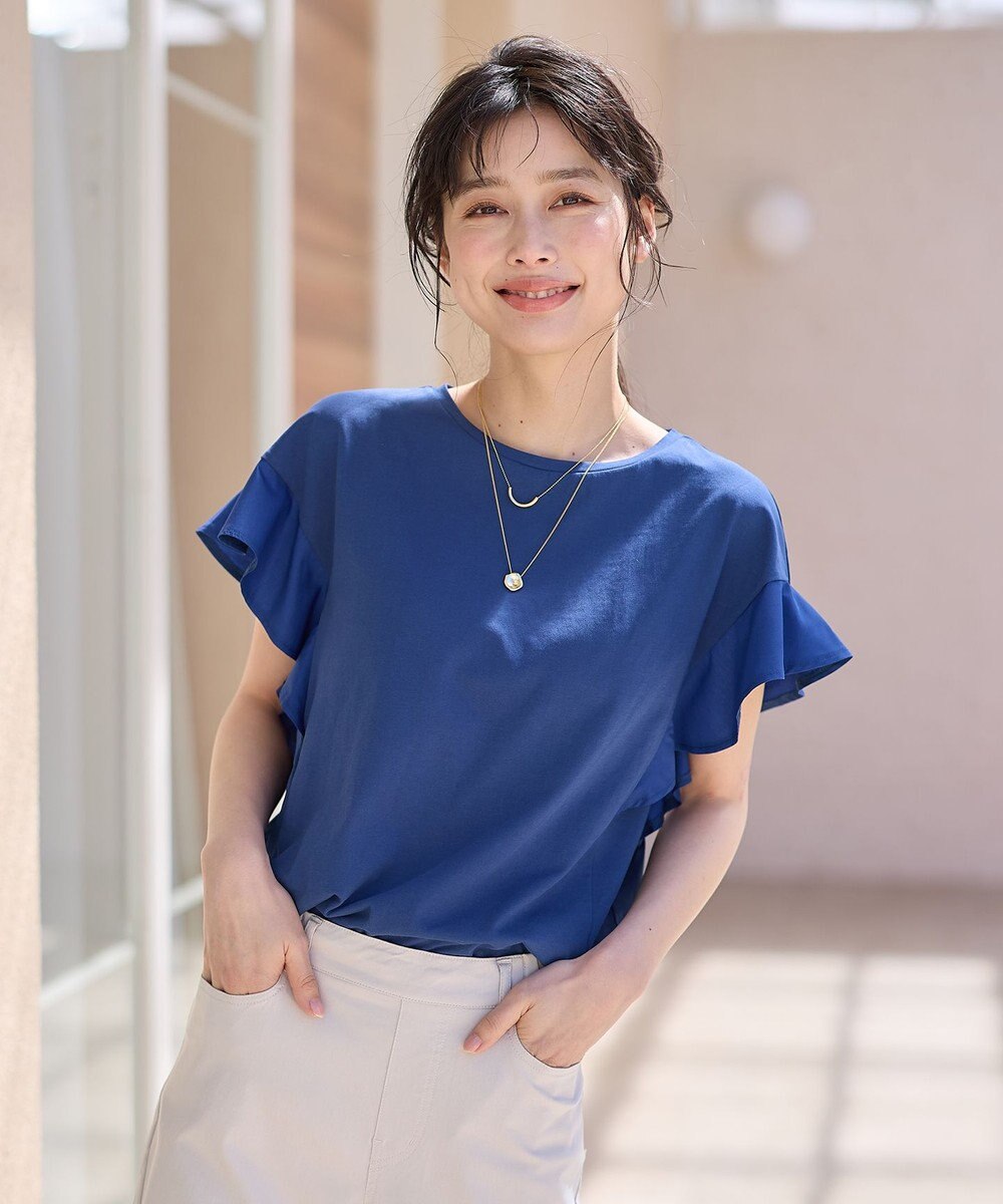 ANY 異素材コンビフリルスリーブプルオーバー 