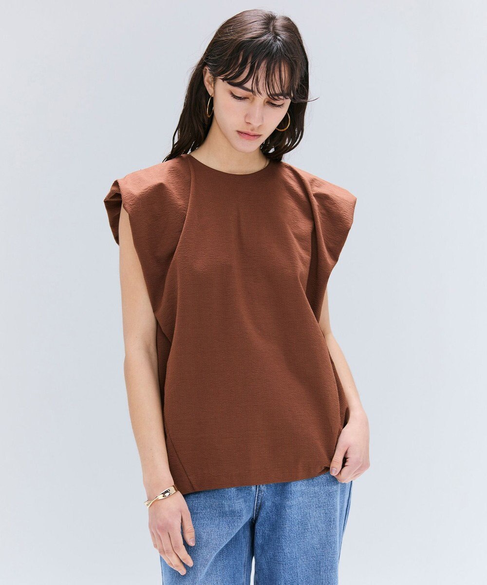 BEIGE， 【洗える】SCALA / コットンリネンボリュームスリーブトップス 