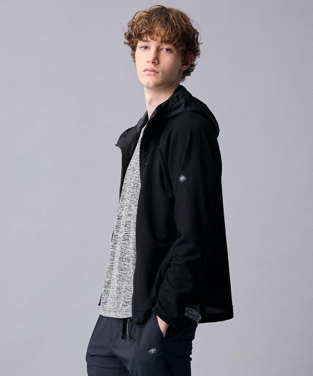 JOSEPH ABBOUD MOUNTAIN 【異素材コンビネーション】グリットワッフルアクティブパーカー 