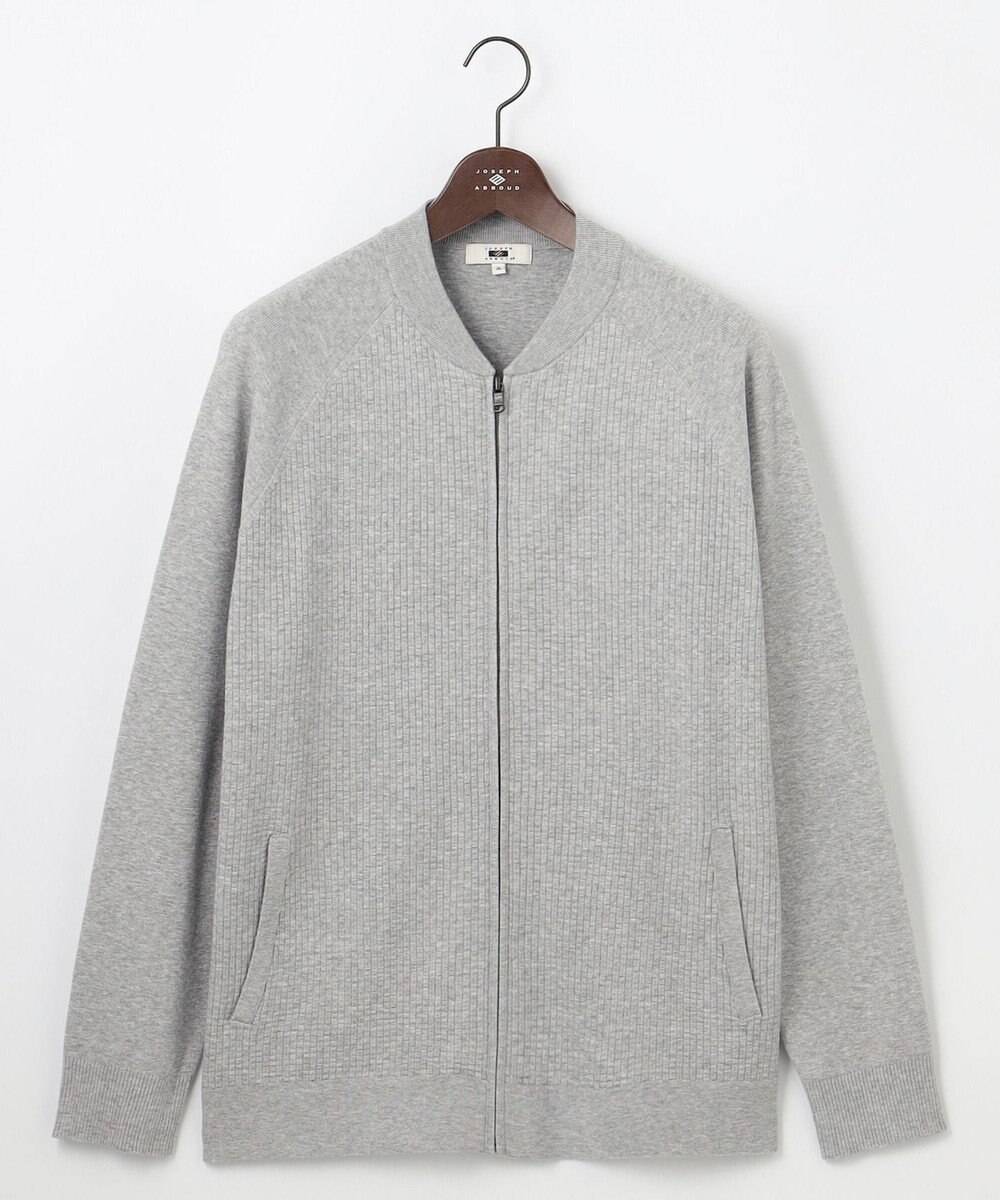 JOSEPH ABBOUD 【キングサイズ・チクチクしない/洗える/3シーズン対応】ＳＮＯＷＹボーダー ニットブルゾン 