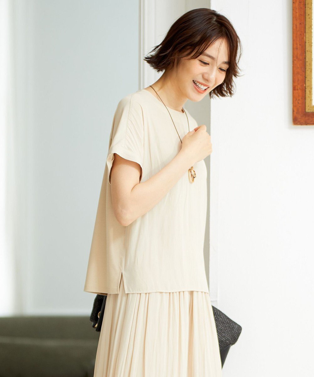 自由区 【セットアップ可/洗える】ブライトサテンライト ジャージーコンビ カットソー 