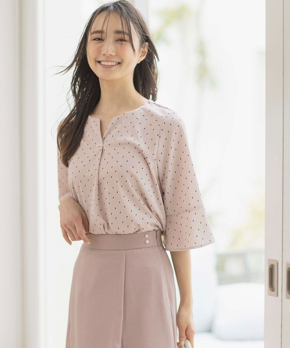 ANY SIS 【接触冷感・吸水速乾・UVケア】エアリードレープスムース 七分袖 ブラウス 