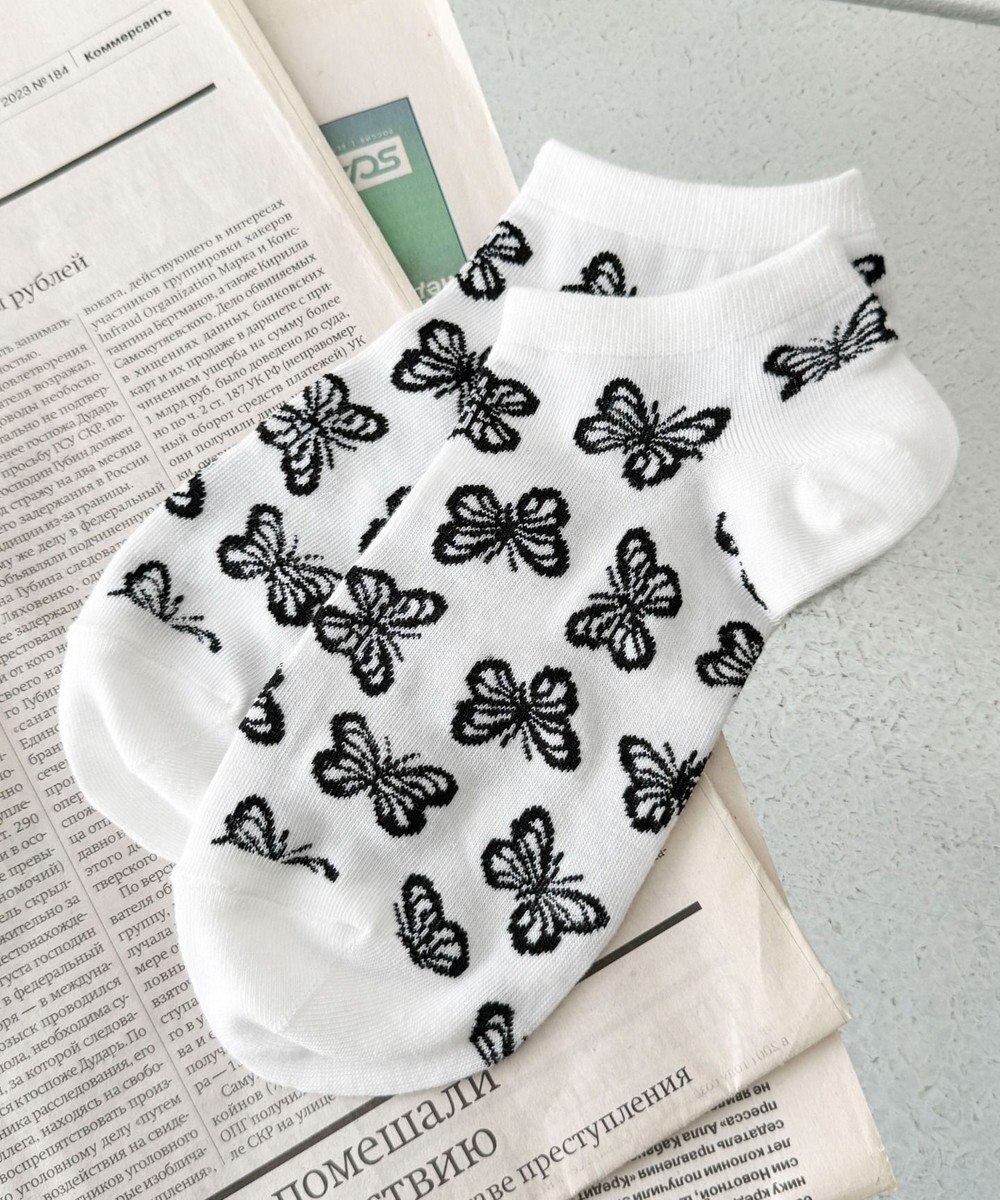 WEGO 総柄バタフライショートソックス 