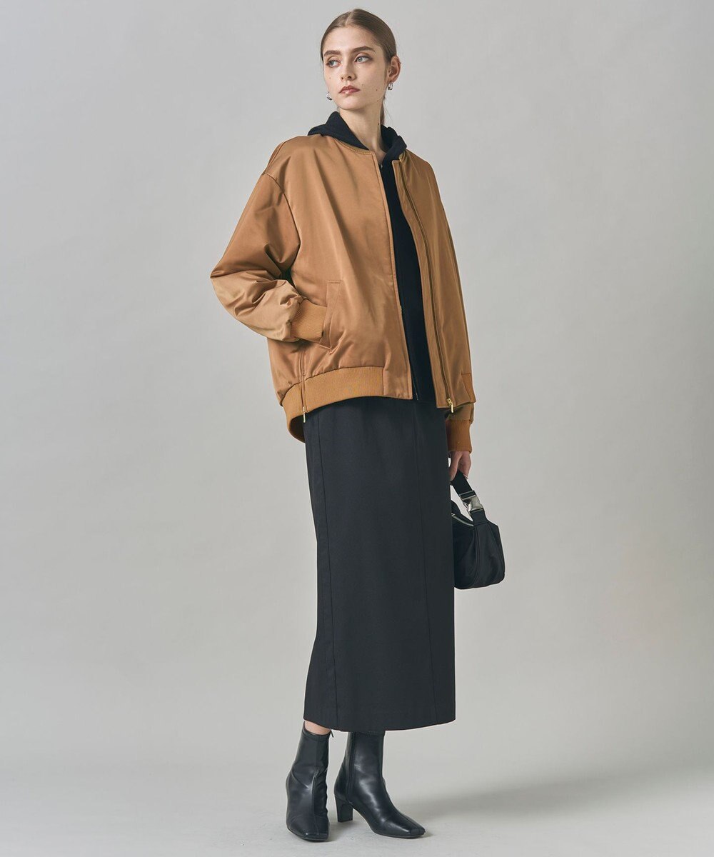 ICB 【CLASSY.掲載・裏起毛】 ウォームサテン Iラインスカート 