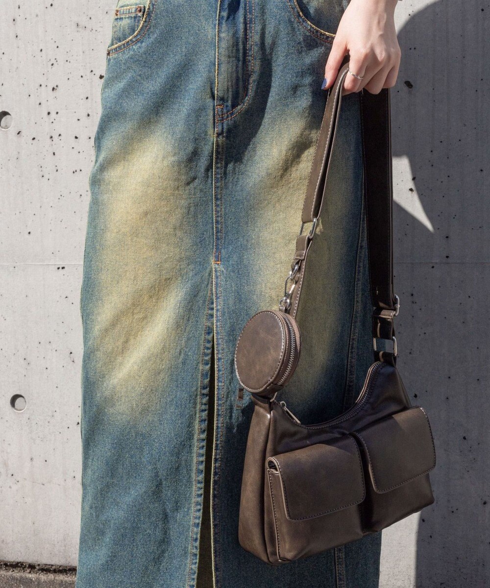 WEGO ポーチ付きポケットデザインショルダー 