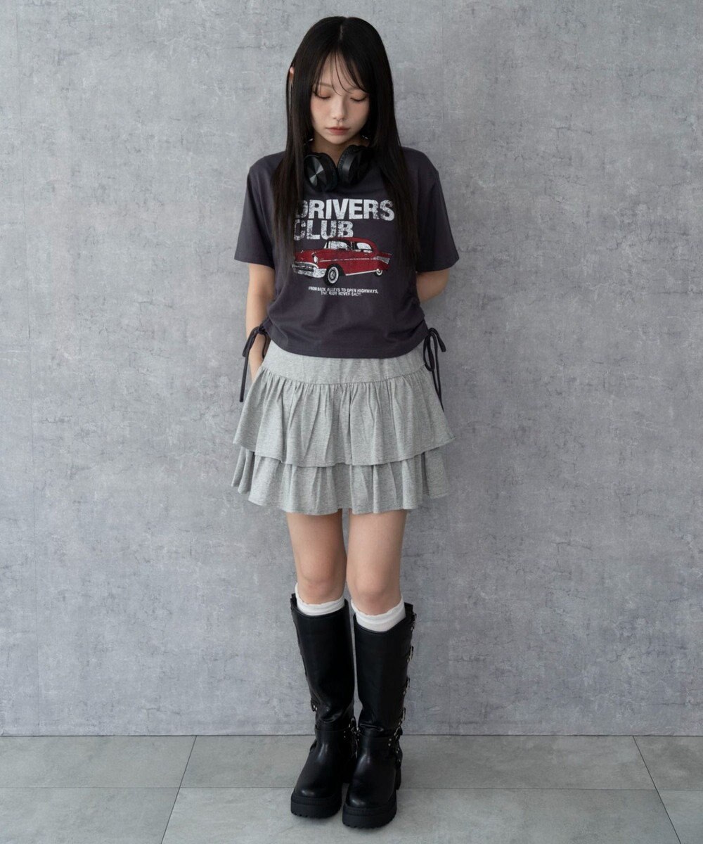 WEGO グラフィックショートサイドリボンドロストT 