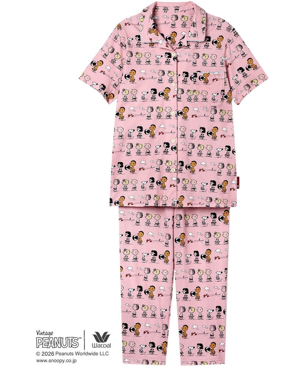 WACOAL PEANUTS パジャマ 5分袖 半袖 8分丈 綿100%(本体) スヌーピー レディース FDT167 /ワコール 