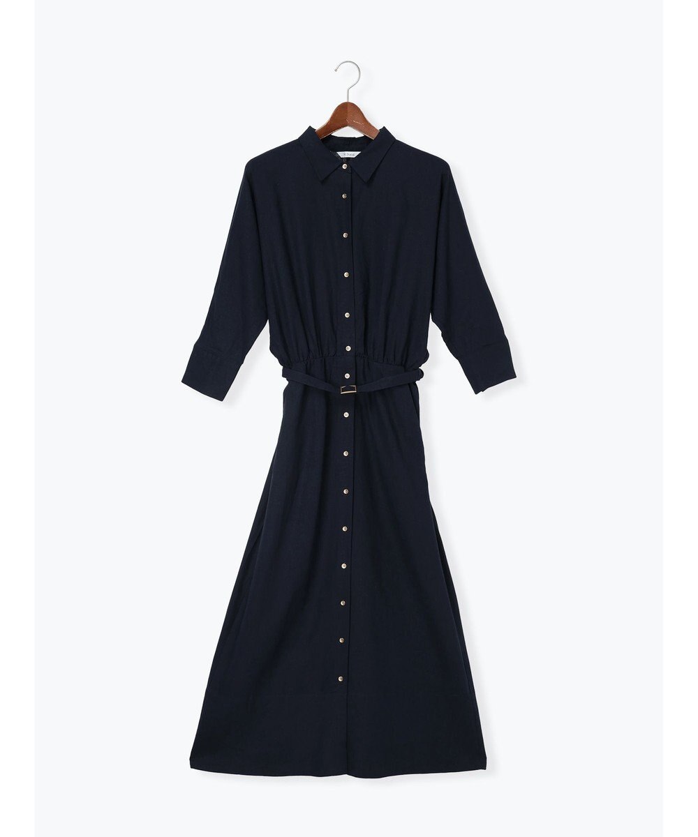 Te chichi レーヨンリネン共ベルトシャツワンピース 