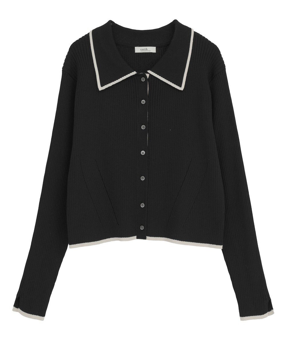 earth music&ecology バイカラートリムニットカーディガン 