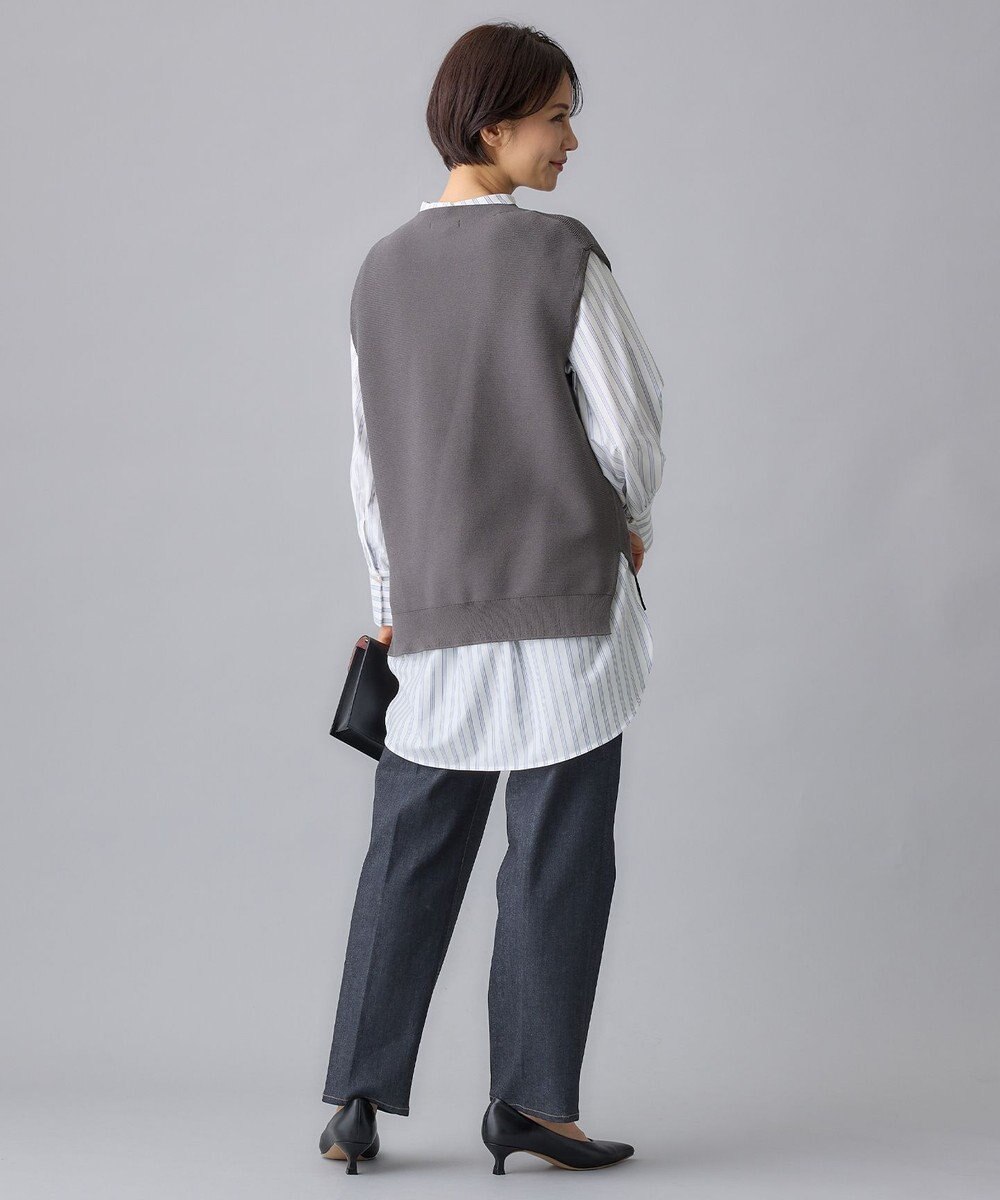 自由区 L 【WEB限定・洗える】コットンストレッチホールガーメントニット ベスト 