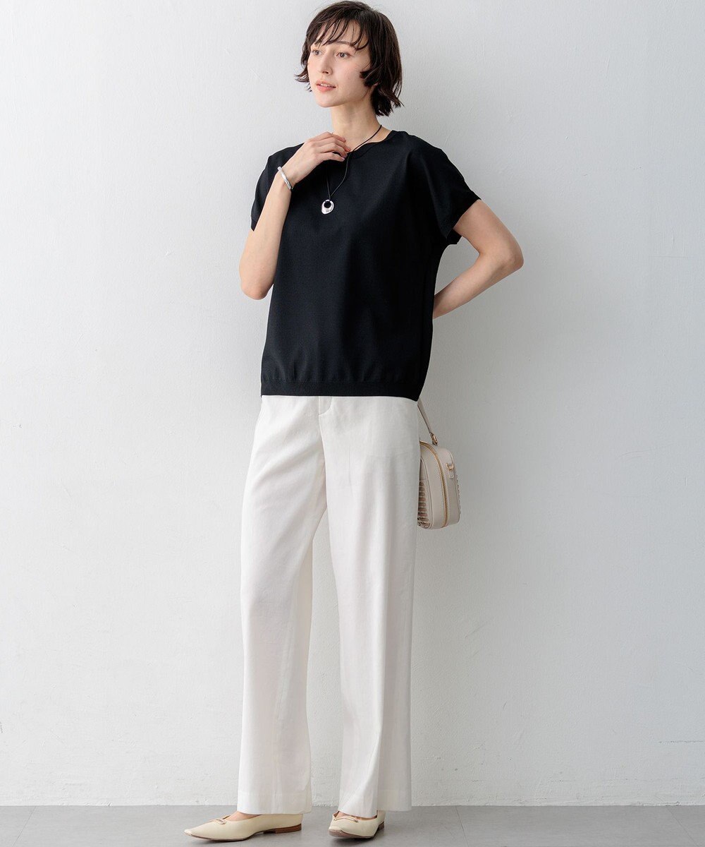 23区 リネンレーヨンストレッチ ワイドパンツ 