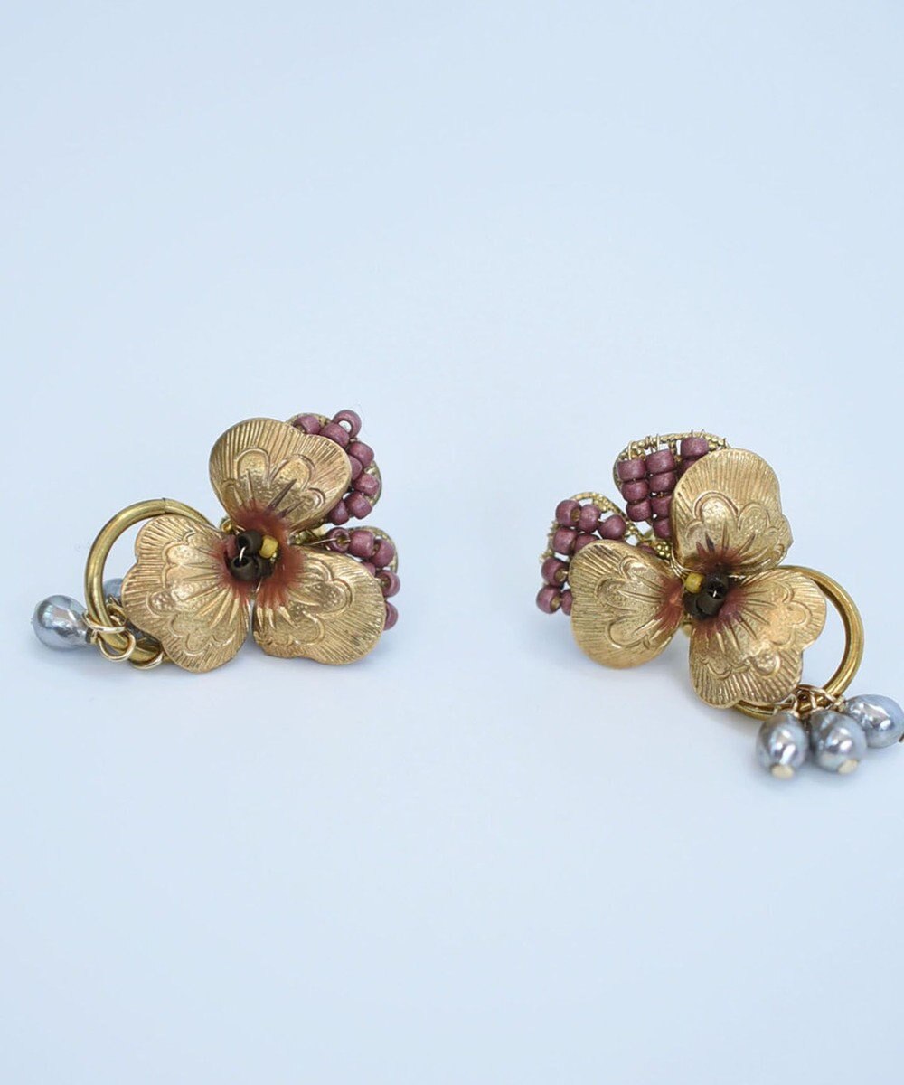 monshiro 【パール】ビオラ イヤリング（レッド） 