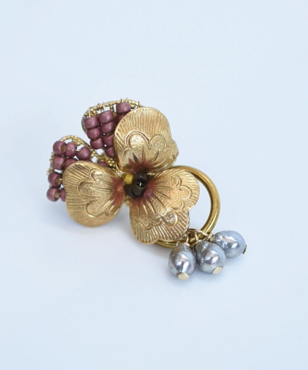 monshiro 【パール】ビオラ イヤリング（レッド） 