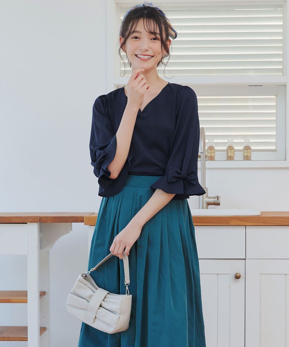 Tiaclasse 【軽撥水・汚れ防止】ランダムタックロングスカート 