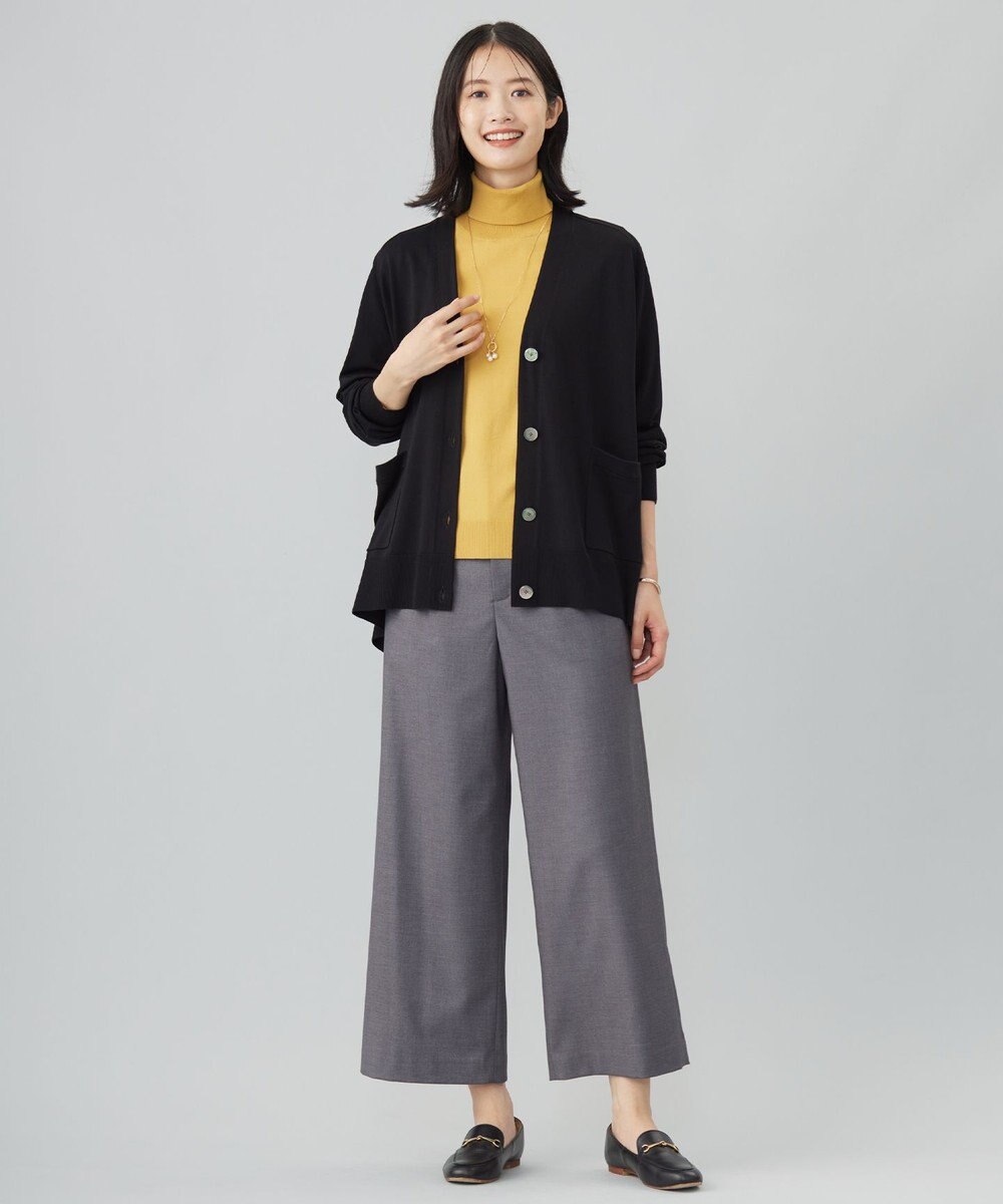 J.PRESS LADIES L 【洗える】SILKY RAYON STRETCH Vネック カーディガン 