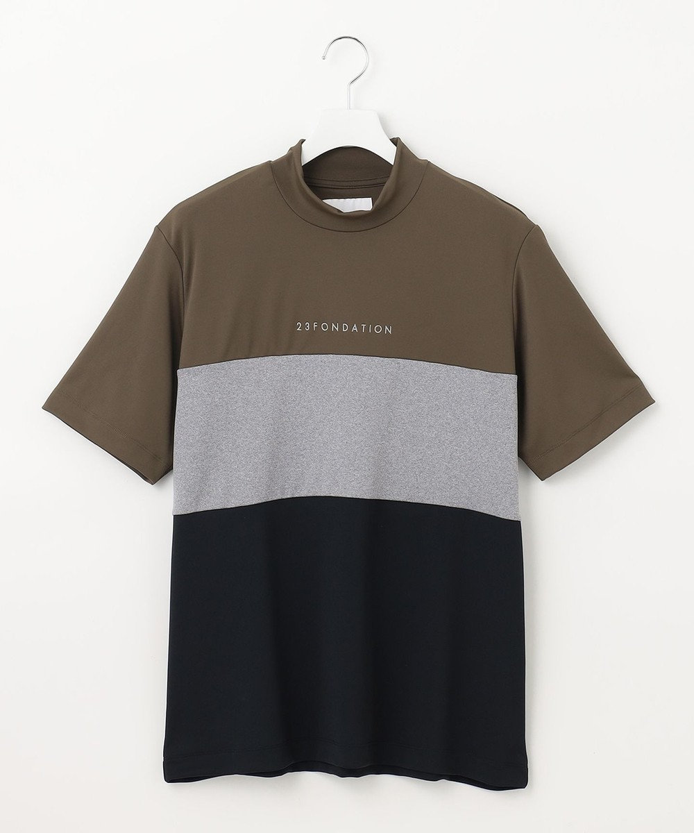 23区GOLF 【23Fondation】カラーブロック モックネックシャツ 一枚で主役級 ストレッチ性◎ 
