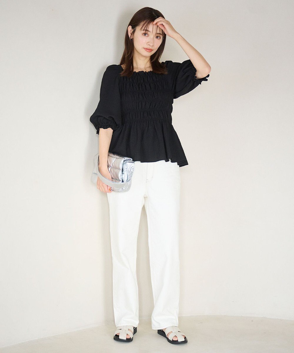 #Newans 2WAYシャーリングペプラムブラウス 