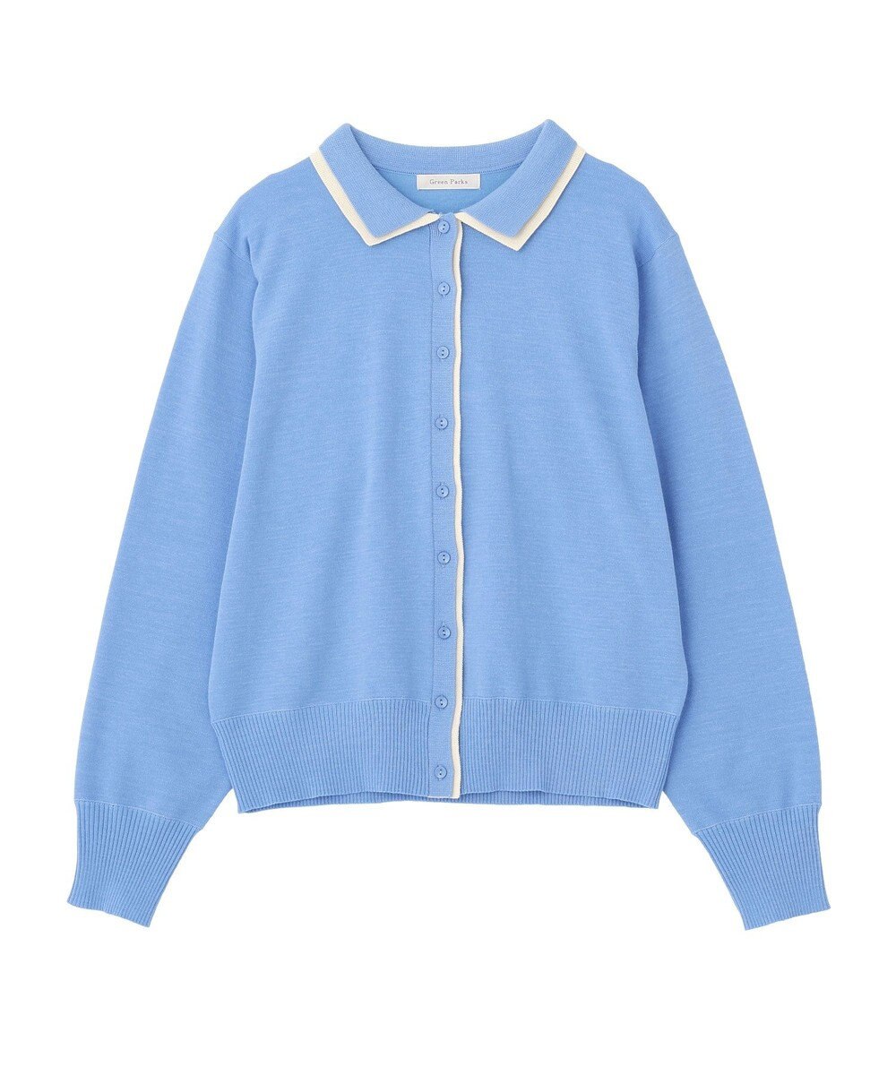 Green Parks ここちニット衿付き配色プルオーバー 