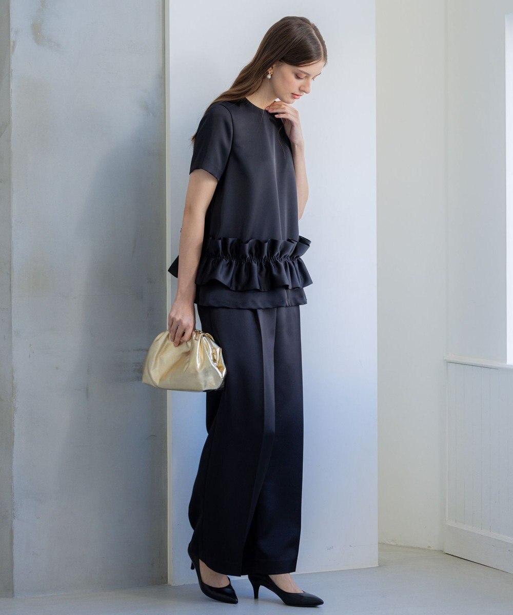 23区 【APPLAUDIR】クリアダブルサテン フリルヘム ブラウス 