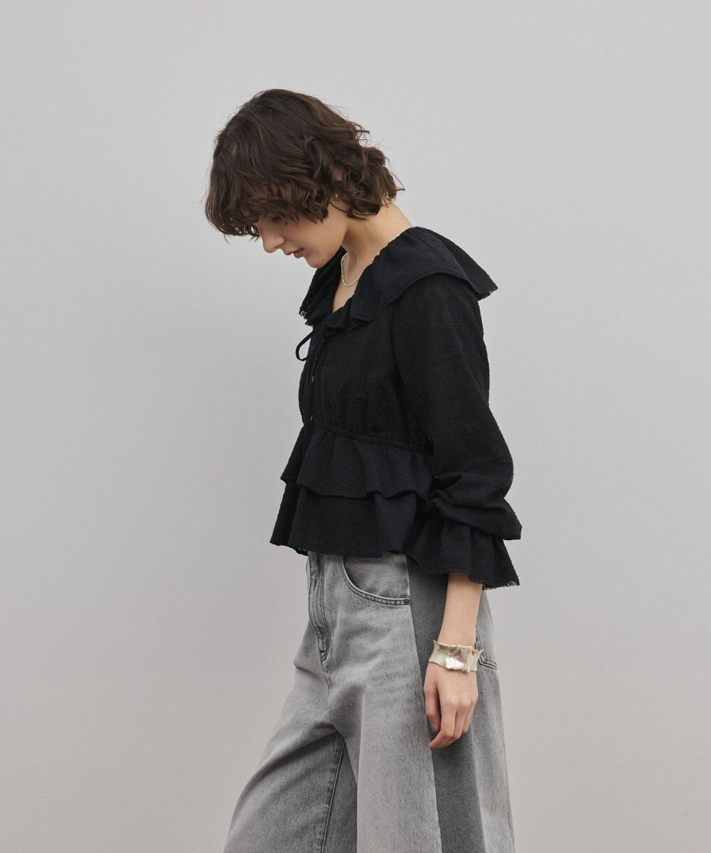 GRACE CONTINENTAL エンブロイダリーフリルブラウス 