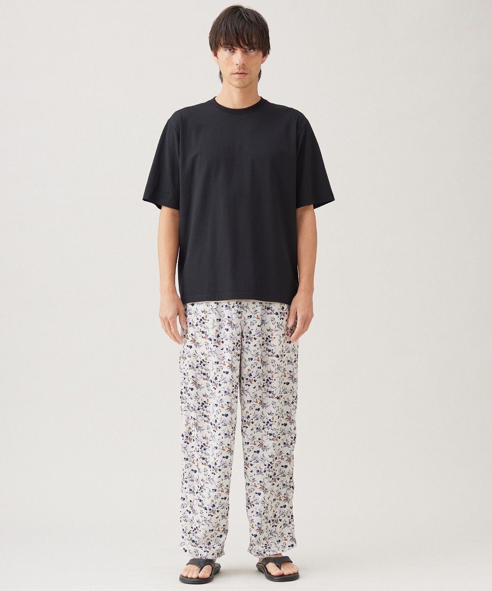 UNFILO MENS ボタニカルプリント イージーテーパードパンツ 