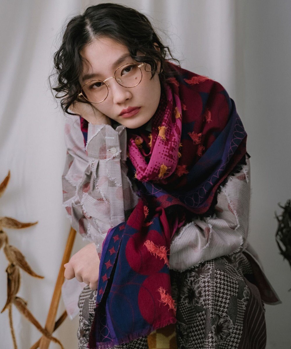 POLS コットン・キュプラ MIXTURE　フサスカーフ 