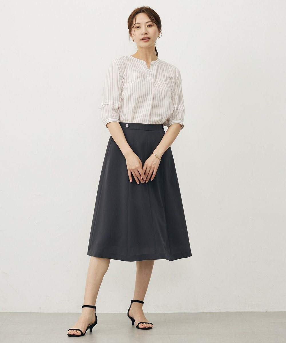 J.PRESS LADIES S 【洗える】ウォッシャブルキュプラツイル キーネック ブラウス 