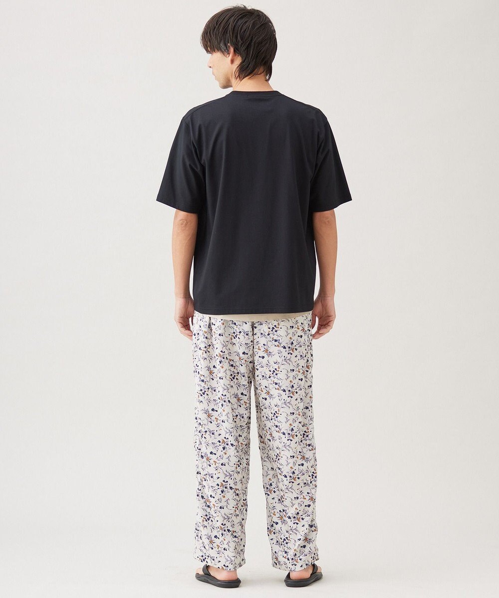 UNFILO MENS ボタニカルプリント イージーテーパードパンツ 