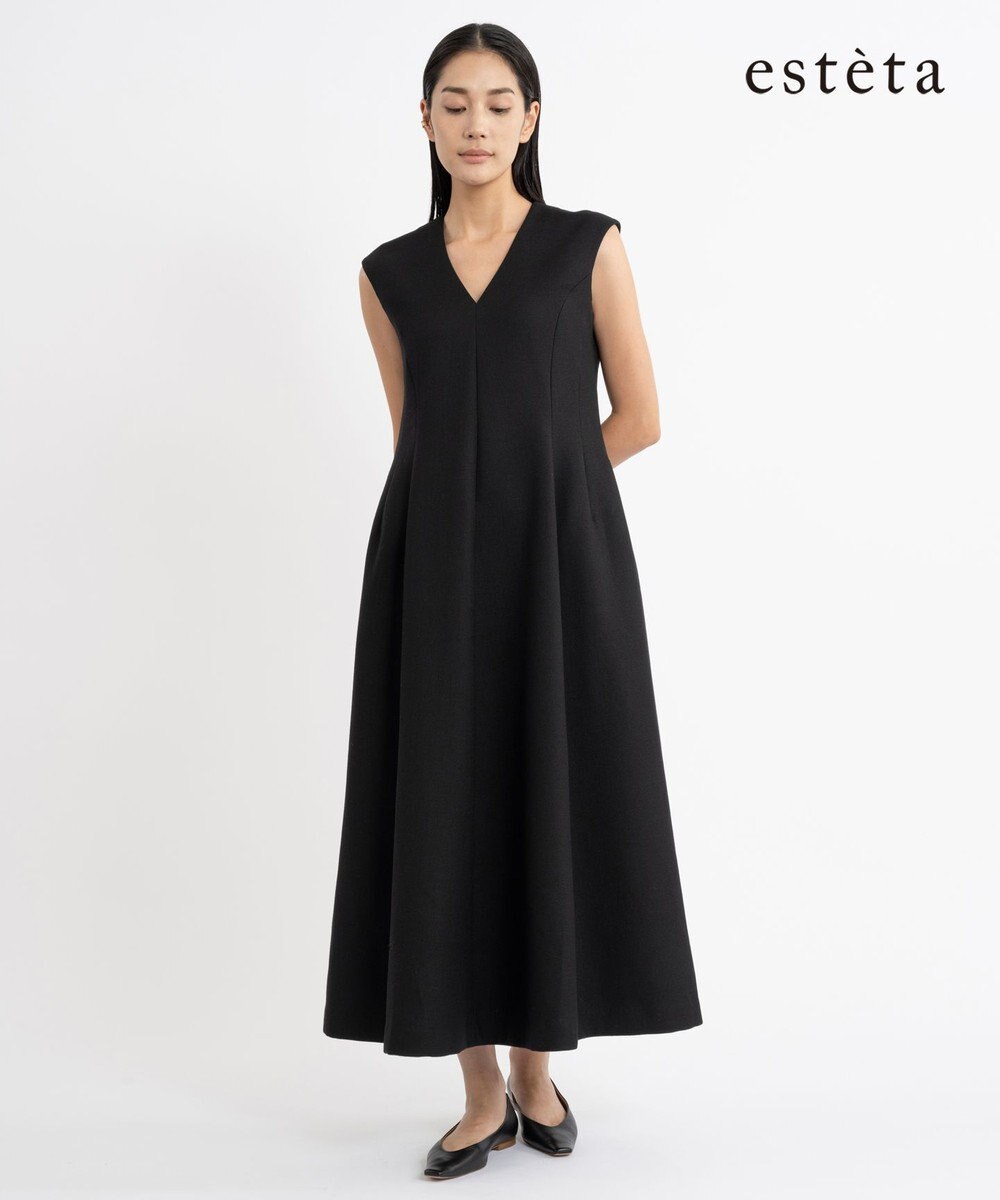 23区 S 【エステータ】ウールダブルジョーゼット ドレス 