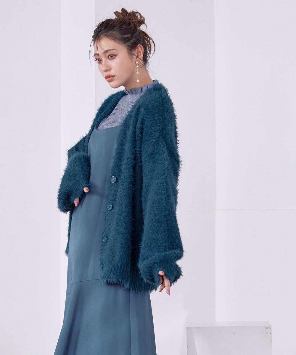 Tiaclasse 【洗える】シャギーニットカーディガン 