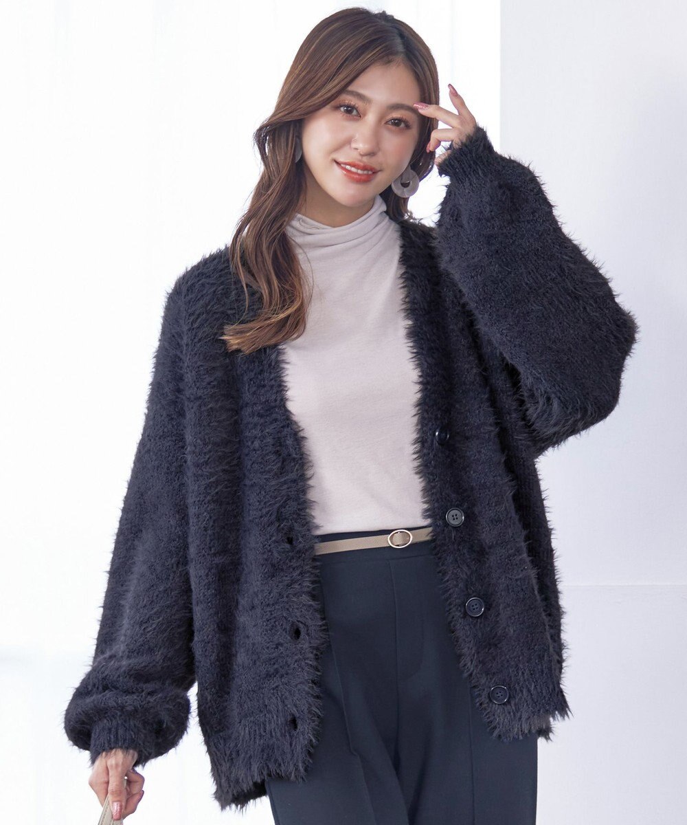 Tiaclasse 【洗える】シャギーニットカーディガン 