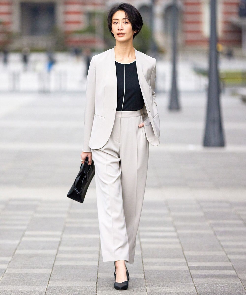 ICB 【防シワ・速乾・洗える】Fied ノーカラージャケット 