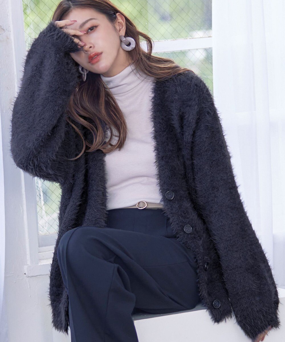 Tiaclasse 【洗える】シャギーニットカーディガン 