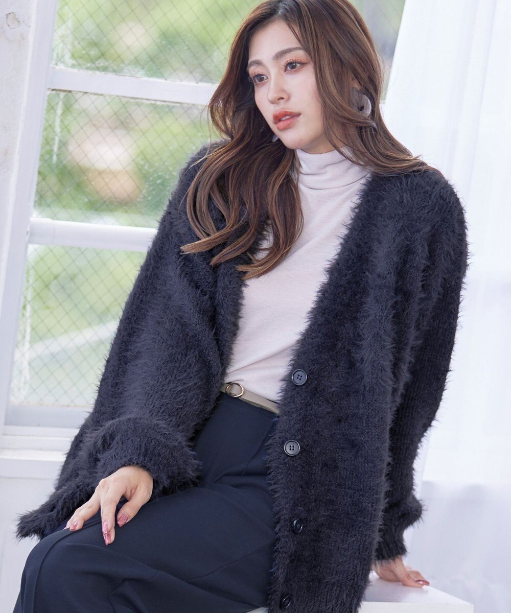 Tiaclasse 【洗える】シャギーニットカーディガン 