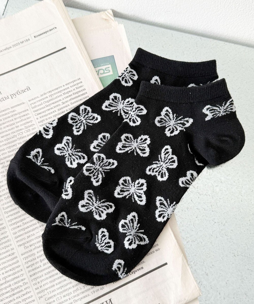 WEGO 総柄バタフライショートソックス 