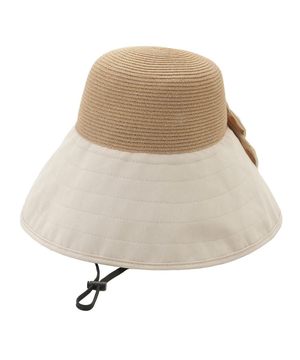 MOONBAT 【遮光100%/UPF50%＋/UVカット】洗えるバックリボン ブレードパラソルハット 手洗いOK/サイズ調整可能/吸水速乾/遮熱 