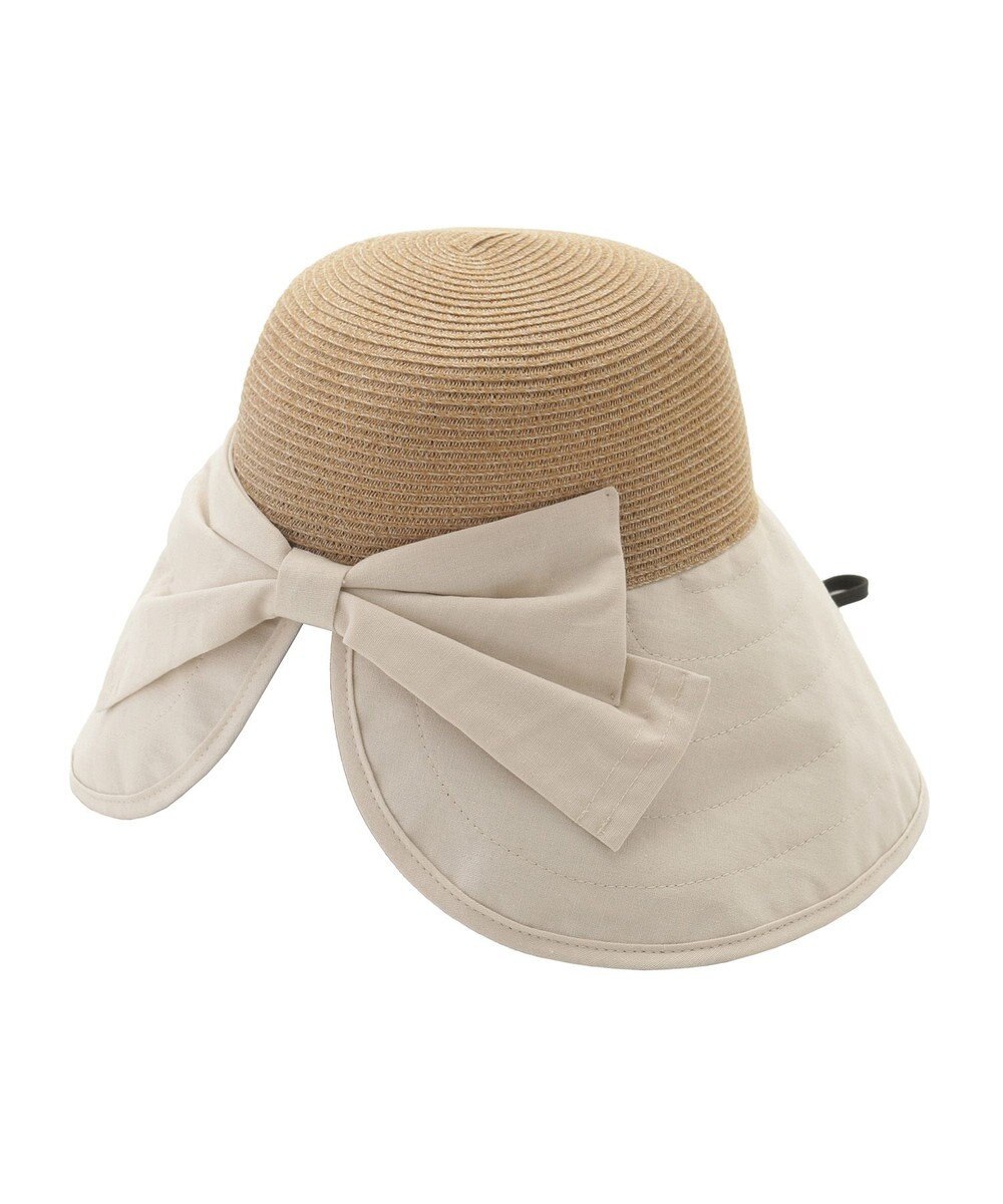 MOONBAT 【遮光100%/UPF50%＋/UVカット】洗えるバックリボン ブレードパラソルハット 手洗いOK/サイズ調整可能/吸水速乾/遮熱 