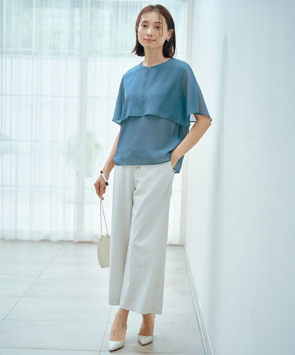 J.PRESS LADIES 【洗える】セルロースリネンストレッチ イージー パンツ 