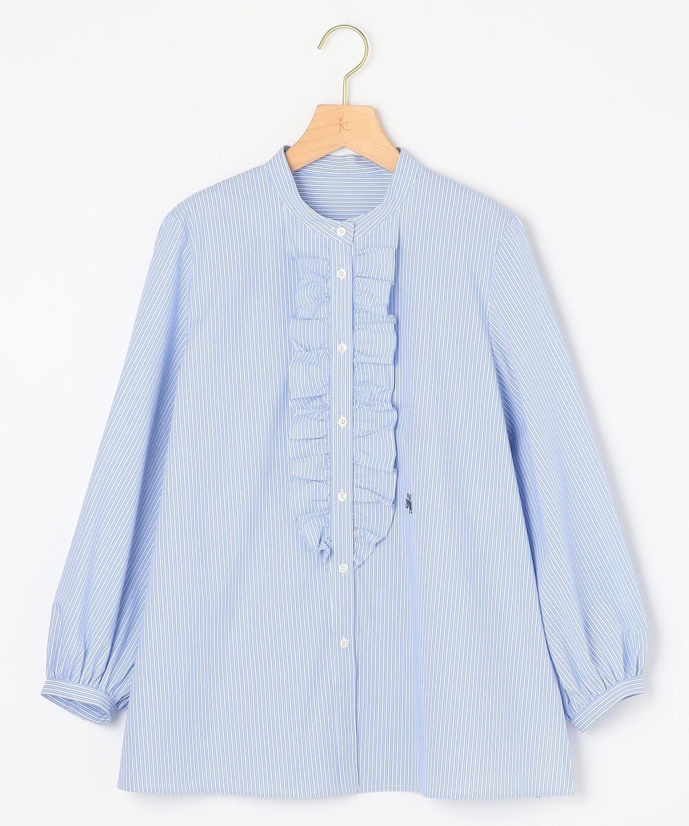 組曲 コンパクトシャーティング フリルブラウス 