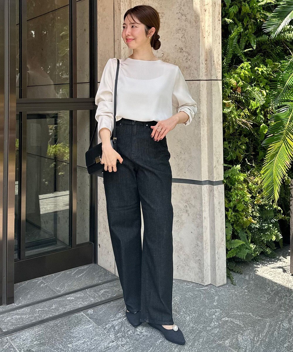 UNFILO サテン レイヤードブラウス 