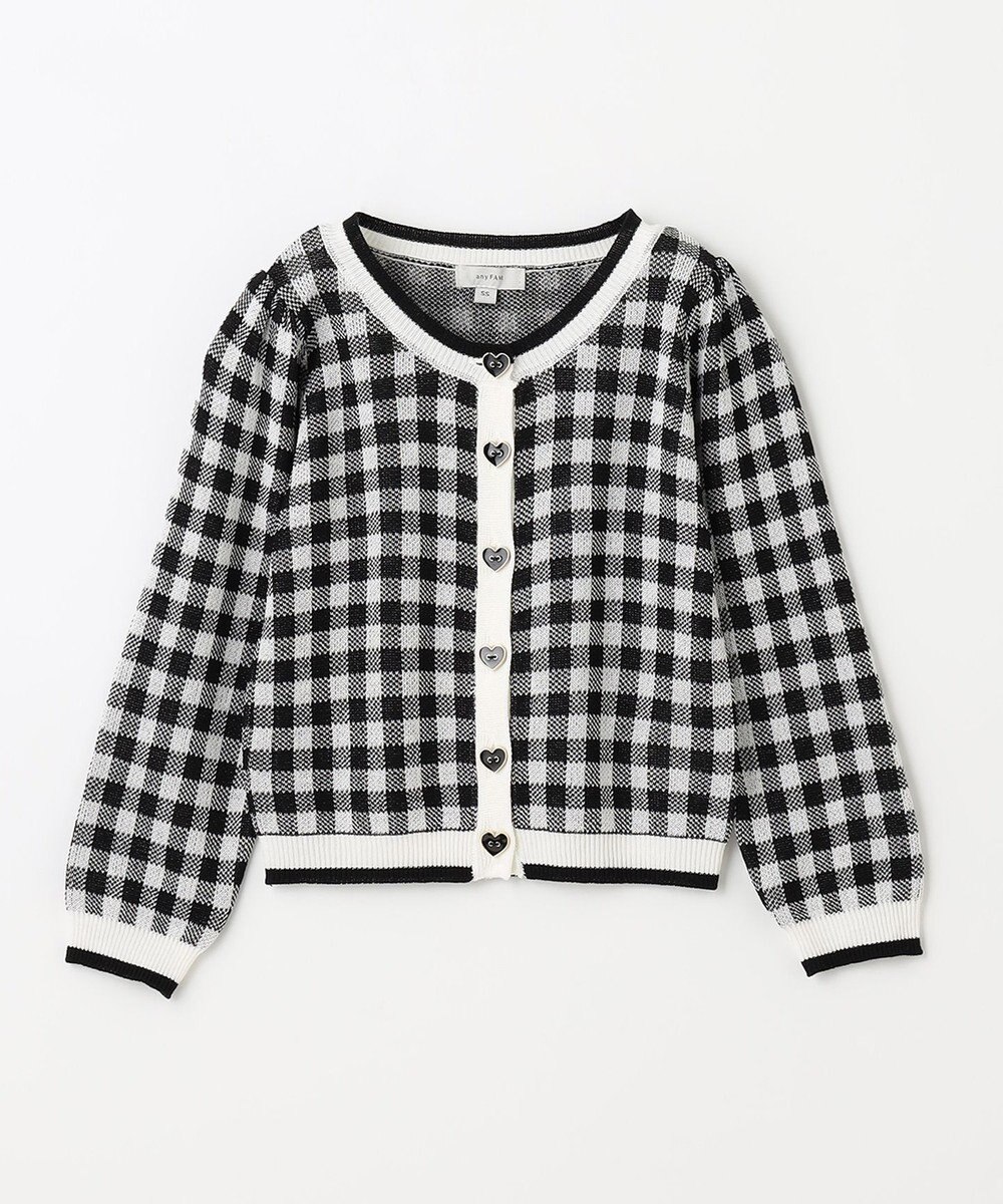 ANY KIDS ギンガム総柄ニット カーディガン 