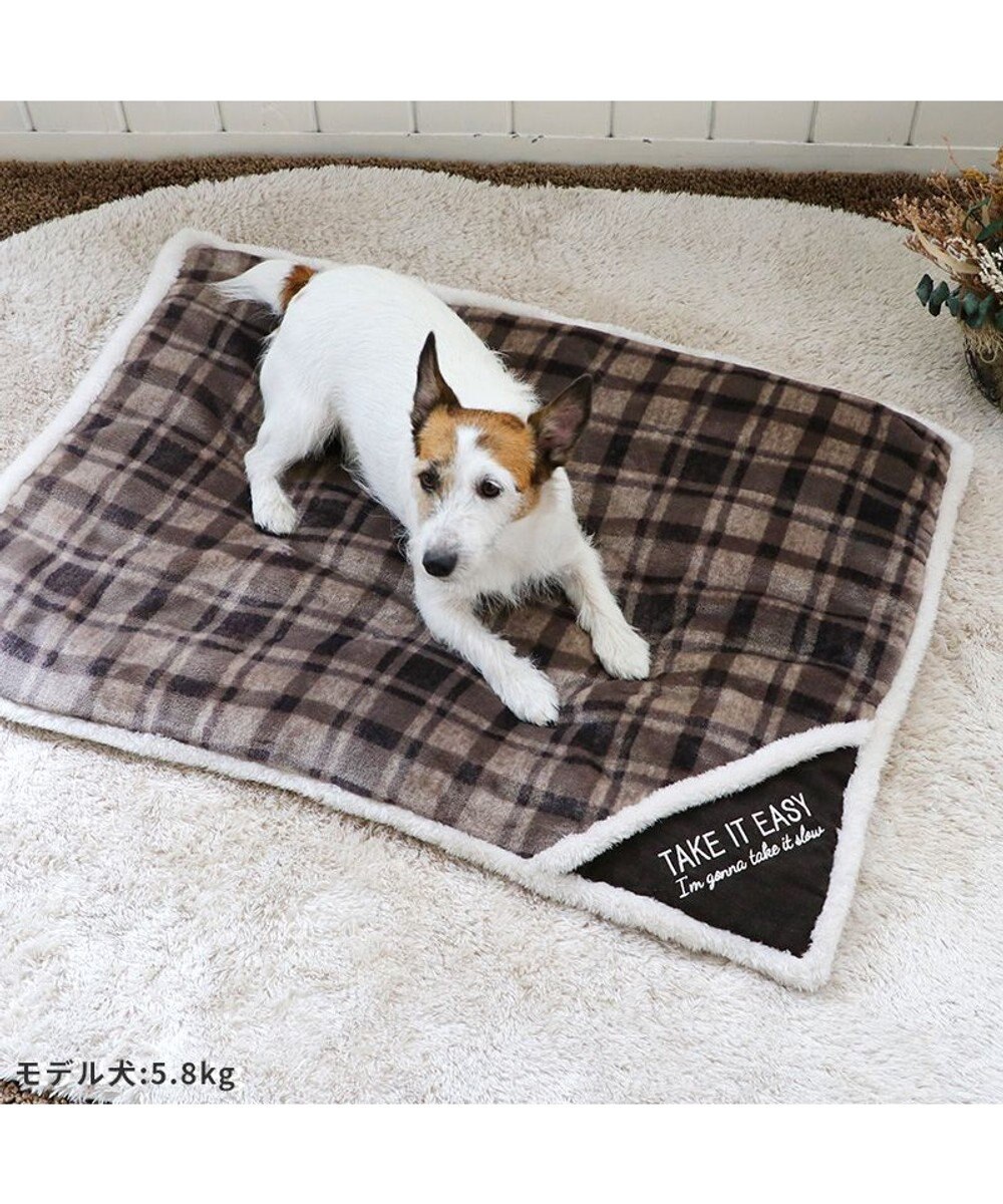 PET PARADISE ペットパラダイス 遠赤外線 ボアマット 《 チェック柄 》 (80×60cm) 